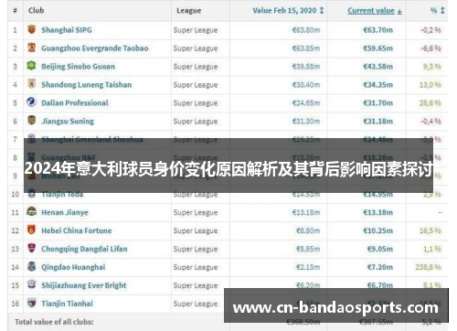 2024年意大利球员身价变化原因解析及其背后影响因素探讨
